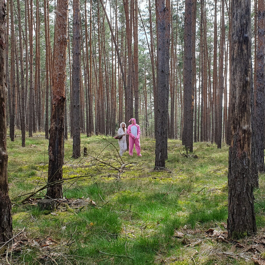 Hasen im Wald, Osterwanderung in Fredersdorf PM