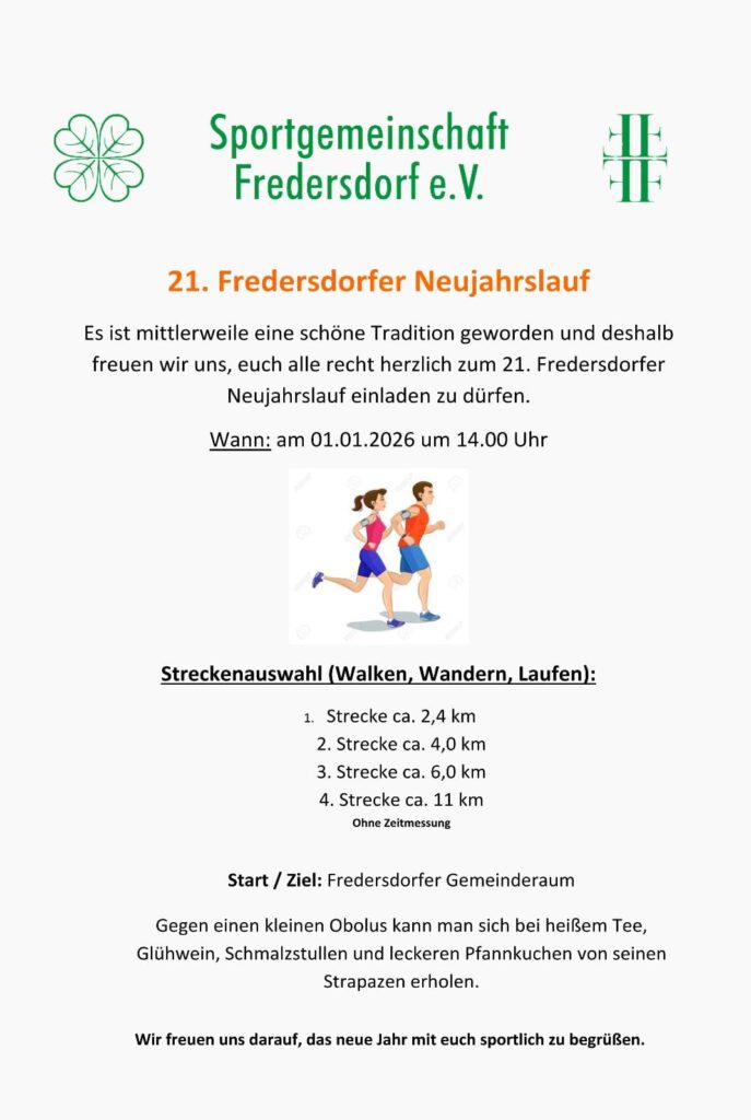 Neujahrslauf 2026 in Fredersdorf
