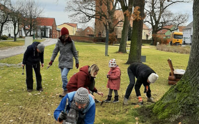 Frühblüher auf dem Dorfplatz